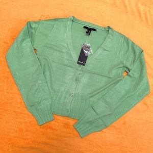 FOREVER 21 green ribbed button up knit cardigan
